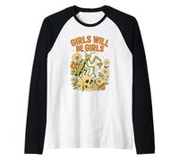 Girl Will Be Girls Praying Mantis Retro Halloween Raglan Baseball Tee