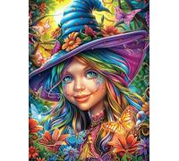 Girl Witch with Colorful Hat 300 Pc DIY Jigsaw Puzzle Puzzles for Adults Teens Hard Challenging Team Building Stress Reducing Autumn High-grade Rigid Cardboard 300 PCS