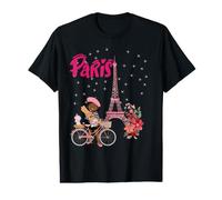 Girl with a Dog and Bicycle with Eiffel Tower, Paris Value Graphic T-Shirt