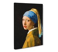 Girl With A Pearl Earring By Johannes Vermeer Canvas Print | Gallery Wrapped 30mm Frame Wall Art | 30x20 inches | Ready to Hang | Baroque People Picture | Living Room Bedroom Lounge Office