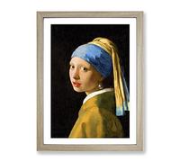 Girl With A Pearl Earring By Johannes Vermeer Classic Painting Framed Wall Art Print, Ready to Hang Picture for Living Room Bedroom Home Office Décor, Oak A3 (34 x 46 cm)