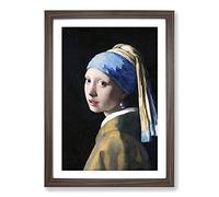 Girl with A Pearl Earring by Johannes Vermeer Framed Print | A2 Walnut Framed Wall Art | Ready to Hang | Modern Historical Picture | Living Room Bedroom Lounge Office