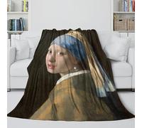 Girl with A Pearl Earring Soft Fleece Blanket - Rembrandt Air Conditioner Blanket for Calming And Sleep - Cozy Blanket To Wrap With After A Tiring Day - Gift for Yourself 60x80inch(150x200cm)