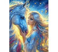 Girl with A Unicorn in A Magical Forest 300 Piece Count Jigsaw Puzzle Set Wildlife Pet For Adults Teens 14+ Concentration Training Indoor Game Family Game Night Rigid Cardboard 300 PCS