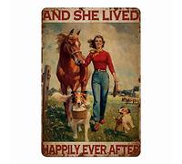 Girl with Horse & Dog and She Lived Happily Ever After White Portrait Poster No Frame