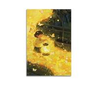 Girl with Lantern And Butterflies Wall Art, Magical Evening Scene Decor Painting for Kids Bedroom And Living Room Artistic Wall Mural Modern Hanging Decor Poster16x24inch(40x60cm)
