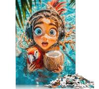 Girl with Parrot And Coconut 1000 Piece Puzzles for Adults 1000 Piece Wooden Puzzles-Puzzle Hands-on Game-Family Decoration 1000pcs (75x50cm)