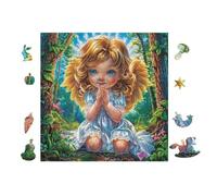 Girl with Praying Hands 100 Piece Jigsaw Puzzle For Men Cognitive Development Adults Anxiety Memory Care Mothers Valentines Gift High-grade Rigid Cardboard 28x28cm