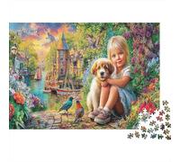 Girl with Puppy Teen Puzzle for Fans, 1000 Pc Decompression Game, Wall Decor Accessory for Teens 52x38cm/1000pcs