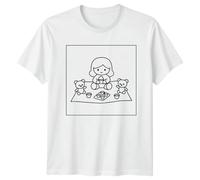 Girl with Teddy Bears Picnic Hobbies Mens T-Shirt Womens Tee Graphic Unisex Top L White