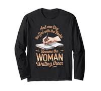 Girl with The Books Writing Poets Journalist Book Writer Long Sleeve T-Shirt