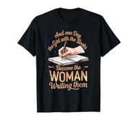 Girl with The Books Writing Poets Journalist Book Writer T-Shirt