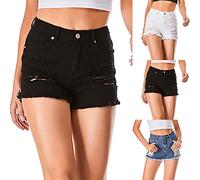 Girl Women Ripped Denim Shorts UK Sale Clearance Bermuda Shorts Summer Short Jeans Fringe Raw Hem Cropped Trousers Stretch Jean Pant Leisure Hot Half Pants Lightweight Distressed Activewear