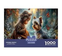 Girl & Yorkshire Terrier Jigsaw Puzzles Puzzles for Adults Kids. 1000 Piece Forest River Impossible Challenge Toy Home Decoration for Gifts 52x38cm/1000pcs