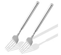 Girla [2 PCS] Extendable Fork for Jokes, Expandable Fork, Extended/Extending/Extend Forks, Extension from 8.7" to 25.4", Stainless Steel Telescopic/Telescoping/Retractable Fork. Silver