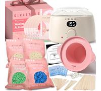 GIRLEARLE Premium Digital Waxing Kit for Women and Men, Wax Warmer Hair Removal at Home with Wax Beads & Silicone Pot, Target Different Types of Sensitive Skin Brazilian Bikini, Facial, Leg, Full body