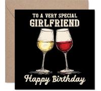 Girlfriend Birthday Card - Bday Wine - Happy Birthday Card for Girlfriend from Boyfriend Partner, 145mm Wine Greeting Cards