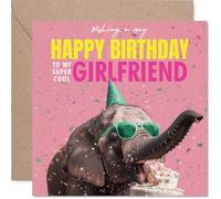 Girlfriend Birthday Card - Elephantastic Birthday - Happy Birthday Card for Girlfriend from Boyfriend Partner, 145mm funny elephant Bday Greeting Cards