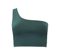 Girlfriend Collective Women's Bianca Bra, One Shoulder Sports, Green (Moss), M