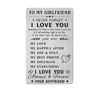 Girlfriend Gifts, Anniversary Card for Girlfriend, Engraved Love Message Birthday Wallet Card for Girlfriend from Boyfriend