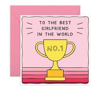 Girlfriend in the World, Love Card - Romantic Cute Message for Her GF Partner Babe Girls Ladies Women - Anniversary Birthday Valentine Just Because - Thank You -Comes with Sweet Stickers