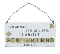 Girlfriend Plaque The Worlds Best Girlfriend 3D Letters Sign Gift Cream Wood
