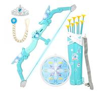 GirliGlee Frozen Toys for Girls,Elsa Bow and Arrow Set for Kids,Archery Set with 8 Suction Cup Arrows and LED Lights,Halloween Princess Toys Accessories Set for Girls Ages 3 4 5 6 7 8 9 10+