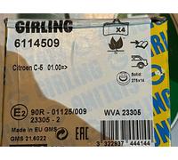 Girling 6114509 GDB1450 Rear Brake Pad Set fits Citroen
