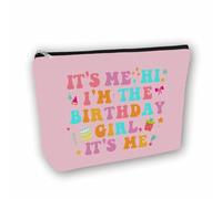 Girlly Birthday Gifts Makeup Bag: Perfect Cosmetic Bags Its Me Hi I'm The Birthday Girl For Daughters, Nieces, Girlfriends, Female Coworkers.Ideal Gift for Travel, Weekend Party., Pink, Birthday It's