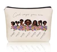 Girlly God Says You Are Scripture Makeup Bag, Off White+GOD