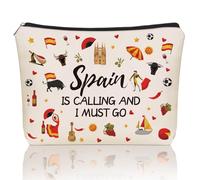 Girlly Inspired Spain Travel Gift: Perfect Small Makeup Bag Spain Is Calling And I Must Go For Teen Girl & Women Travellers.Ideal Trip Gift Cosmetic Bag For Travel, Parties, Birthdays, Christmas, Off