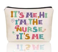 Girlly Nurse Gifts Makeup Bag: Perfect Cosmetic Bags IT's ME, HI I'M THE NURSE IT's ME Nursing Student Girl For Daughters, Nieces, Girlfriends, Female Coworkers.Ideal Gift for Travel, Off White, It's