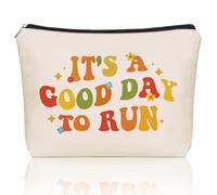 Girlly Running Mom Gifts Makeup Bag: Cute Cosmetic & Toiletry Pouch It's a Good Day To Run For Girls Runner, Nieces, Girlfriends, Mom, Female Coworkers.Ideal Gift for Travel,Weekend Party,Mothers Day