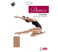 Girls 1 Pair Silky Dance Shimmer Full Foot Tights In 2 Colours - 9-11 Years - Toast