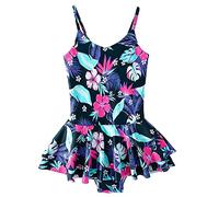 Girls 1 Piece Swimsuit Girls Swimwear Suspender Floral Pattern Beach Bathing Suit Swimsuit for 4 to 12 Years Swimming Pool Hot Spring Natatorium Girls Guard Set Little Girls Swimsuit Navy