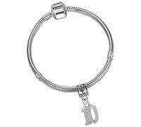 Girls 10th Birthday Silver Plated Starter Charm Bracelet with Gift Box