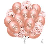 Girls 16th Birthday Balloons Rose Gold 16th Birthday Party Balloons for Girls 20 Pack by Wonsta