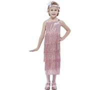 Smiffys 20s Pink Flapper Costume Dress & Headband, Girls Fancy Dress, 1920s Dress Up Costumes, World Book Day