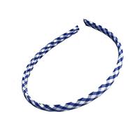 Girls 1cm Royal Blue Gingham Checked Plastic Hair Band School Headband No Teeth for Women Girls by Glitz4Girlz