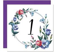 Girls 1st Birthday Card with Floral Design - Ladies Floral bday Birthday Card for 1 Year old Girl Kids Baby Daughter One, first Granddaughter Sister Niece cousin