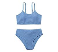 Girl's 2 Piece Bathing Suit Solid Sport High Waist Bikini Set Adjustable Strap Swimsuit for Teen Girls Swimming Suit Preppy Girls Bikini Swimsuits Trendy (Dark Blue, 11-12 Years)
