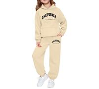Girls 2 Piece Outfits Sweatsuit California Letter Print Pullover Hoodie Sweatshirt Lounge Sets Jogger Sweatpants