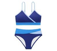 Girl's 2 Piece Swimsuit Solid Spaghetti Ribbed Bikini Sets Crop Top Brazilian High Waisted Beach Bathing Suit Swimwear for Teen Kids 8 9 10 11 12 13 14 Years Multi Blue