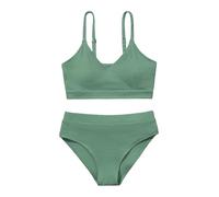 Girl's 2 Piece Swimsuit Solid Spaghetti Ribbed Bikini Sets Crop Top Brazilian High Waisted Beach Bathing Suit Swimwear for Teen Kids 8 9 10 11 12 13 14 Years Grass Green