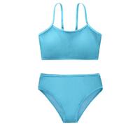 Girl's 2 Piece Swimsuit Solid Spaghetti Strap Bikini Sets Beach Bathing Suit Swimwear for Teen Kids Deep Sky Blue