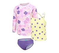 Girls 3 Piece Swimming Costume Kids Girls Swimsuit Set Hawaiian Rash Guard Swim Set Girls Tankini Age 9-10 Years