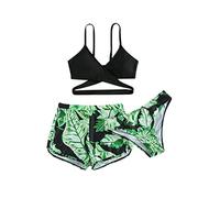 Girls 3 Piece Tankini Swimsuits Children Girls' Bikini Bathing Suits Floral Print Bikini Set with Skirt Cover Up Swimwear Swimsuit Beach Swimming Shorts for Teen Junior Girl