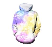 Girls 3D Digital Tie Dye Print Hoodie Pullover Long Sleeve with Pocket Soft Sweatshirt Jumper Top for School Everyday Cosy Cool Casual Fun(Purple, 11-12 Years)