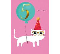 Girls 5 Today Cat Gold Foiled 5th Birthday Greeting Card Childrens Cards