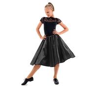Girls '50s Costume Satin Rock N Roll Skirt (10-12 Years (24" Waist), Black)